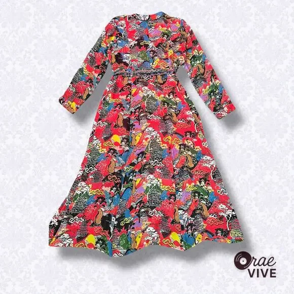 Emily Lovelock Maxi Dress M Tibetan Landscape - Picture 2 of 7